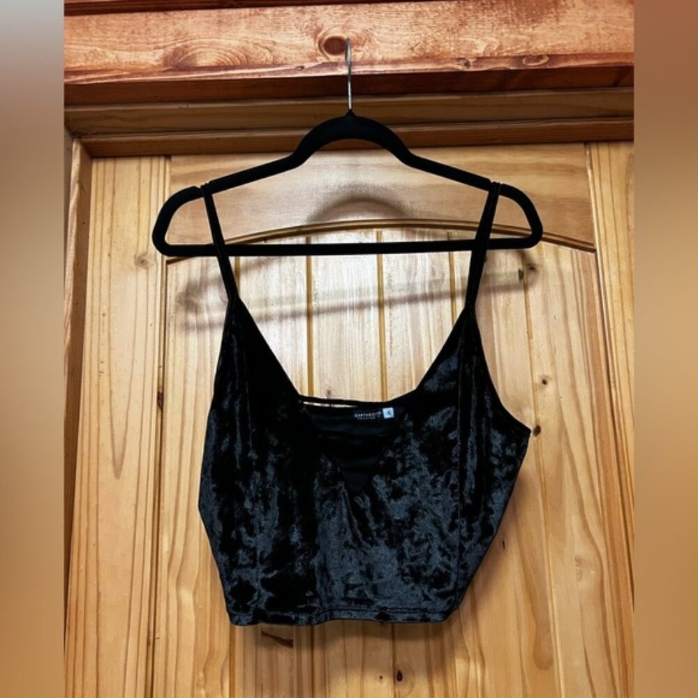 Earth Bound Black Velvet Crop Top